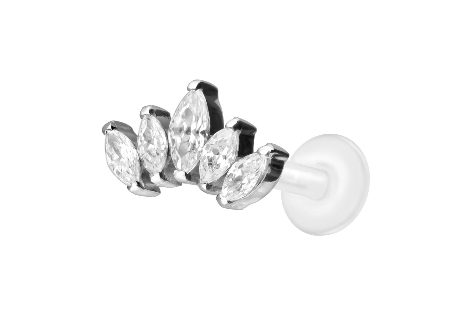 PTFE Labret Piercing mit Innengewinde + Titan-Aufsatz LOTUSBLÜTE